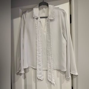 Nordstrom Leith White Ruffle Blouse